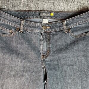 Womens Venezia Stretch Bootcut Jeans Size 2 Petite Grey Denim Mid Rise V-Stitch